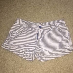 Blue and white striped shorts